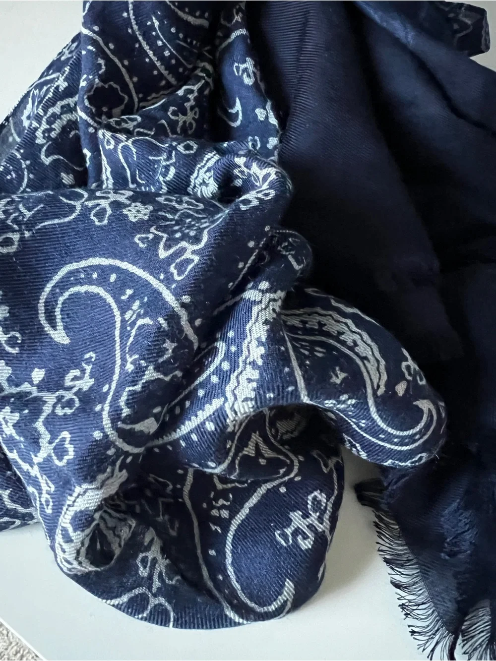Altea Navy Paisley Ombré Soft Lightweight Scarf
